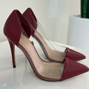 Aldo Burgundy and Clear Stiletto Heels
